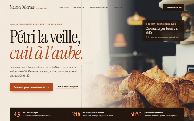 Nouvelle page d'accueil de la boulangerie après la refonte